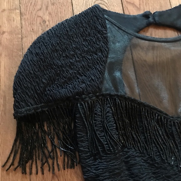 Vintage roaring 20’s black beaded fringed dress - Picture 3 of 5